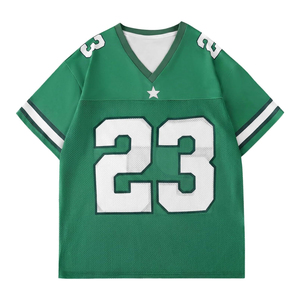 Maillot de football vert à col en V en mesh, numéro 23, impression sublimée, respirant, unisexe, vêtements de sport pour adultes, manches courtes - Product Image 1