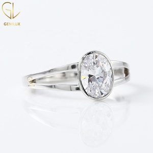 Oval Cut Moissanite Engagement <b>Ring</b> Bezel Set <b>Split</b> Shank Diamond <b>Ring</b> for Women Engagement <b>Ring</b> - Product Image 3