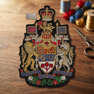 Custom Embroidered Lace Coat of Arms Patch <b>Sew</b>-On Fabric Badge Irregular Shape Classical Design for Garment Art No 061 - Product Image 1