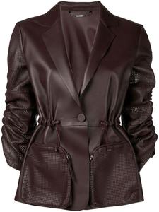 การออกแบบแฟชั่นใหม่พรุน Ruched แขนเสื้อหนังสำหรับผู้หญิงที่มีผิวแกะหนังแท้100% - Product Image 2