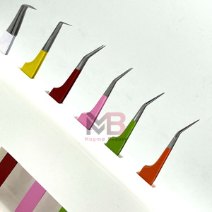 Juego de Pinzas para Pestañas de Acero Inoxidable con Mangos de Colores y Punta de Precisión para Extensiones de Pestañas, Precios al por Mayor - Product Image 2