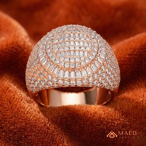 14K Rose Gold Plated Iced Out Dome <b>Ring</b> for Men VVS Moissanite Baguette Diamond Cluster <b>Statement</b> <b>Ring</b> Hip Hop Gold Jewellery - Product Image 4