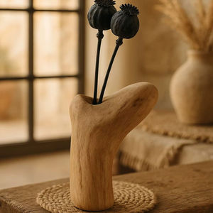 แจกันดอกไม้ไม้จากผู้ผลิตที่เชื่อถือได้ แสดงถึงงานฝีมือที่ประณีต เหมาะสำหรับการตกแต่งภายในที่มีเอกลักษณ์และเป็นของขวัญสุดพิเศษ - Product Image 1