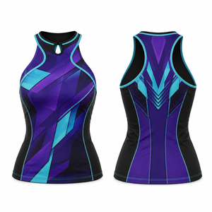 Top Deportivo Halter para Mujer con Estampado Geométrico, de Secado Rápido, Tejido en Spandex y Poliéster, sin Mangas, con Detalle de Orificios - Product Image 1