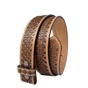 Cinturón de Cuero Grabado con Diseño Floral Western, 100% Cuero Genuino de Vaca de Grano Completo con Broches, 1-1/2 Pulgadas de Ancho - Product Image 3