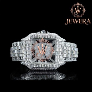 Reloj Mossinate de Acero Inoxidable de Alta Calidad con Esfera de Cristal Plateada, Diamantes Brillantes, Diseño Elegante y Atemporal para Hombre y Mujer - Product Image 1