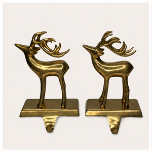 Festive Gold Reindeer <b>Stocking</b> <b>Holder</b> For Mantel Heavy Duty Metal Christmas <b>Stocking</b> Hanger With Weighted Base For Holiday Decor - Product Image 5