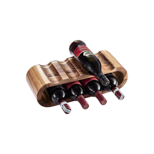 Support à vin en bois à 2 niveaux avec logo personnalisé, présentoir de comptoir pour bouteilles, étagère de rangement pour bar, restaurant, vente en gros - Product Image 1