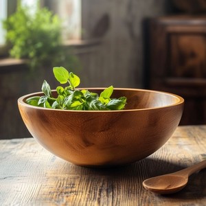 Organic <b>Wooden</b> Bowl <b>Rustic</b> Burn Finish Handmade Serving Salad Bowl for Kitchen <b>Dining</b> <b>Table</b> Food Safe Eco Friendly Home Decor - Product Image 1