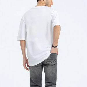 เสื้อยืดโอเวอร์ไซส์สีขาวสำหรับผู้ชาย แขนสั้น คอกลม สไตล์ลำลอง ผ้าฝ้าย 100% ระบายอากาศได้ดี ดีไซน์รักษ์โลก - Product Image 2
