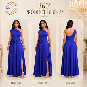 Elegante <span class=keywords><strong>Abito</strong></span> <span class=keywords><strong>Lungo</strong></span> da Sera per Signora, <span class=keywords><strong>con</strong></span> Raffinato <span class=keywords><strong>Spacco</strong></span> Laterale in Blu, Ideale per Cocktail Party - Product Image 2