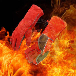 Guantes de soldadura de cuero para protección de manos y brazos, forrados con forro polar, protección contra salpicaduras de metal fundido, compatibles con TIG/MIG, con soporte para el pulgar en la parte posterior. - Product Image 6