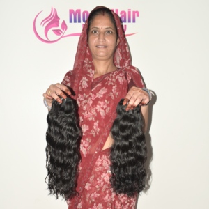Extensions de cheveux naturels indiens Remy, ondulés, à pointes épaisses et lisses, non traités, 100g, noir naturel, pour tissage complet - Product Image 2