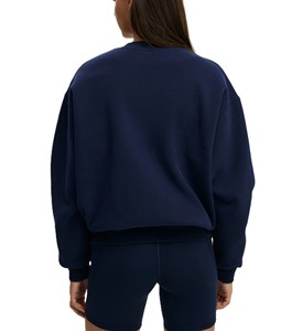 Sudadera de Cuello Redondo Azul Marino para Mujer, Logotipos Personalizados, 100% Algodón Felpa, Talla Grande, Color Sólido, Transpirable, Ropa de Invierno - Product Image 2
