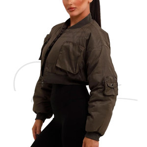 Customize Your Own Design Women's 2026 Style Knitted Puffer Bomber Jacket Autumn/Winter Cropped Waterproof Short <b>Zipper</b> Closure - Product Image 4