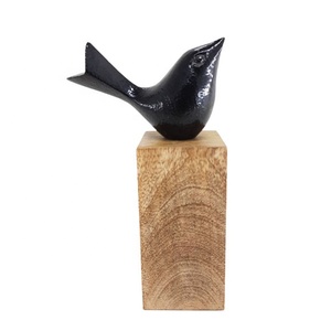 Sculpture décorative de table en aluminium avec Base en bois, couleur noire mate, Figurine de Style moderne pour la décoration de la maison - Product Image 2