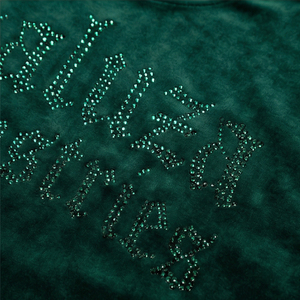 T-shirt streetwear en velours haute couture avec logo gothique en strass, style décontracté urbain hip-hop MALUZA INDUSTRIES - Product Image 5