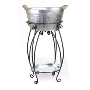 Bac à vin rectangulaire élégant en métal galvanisé avec support, de qualité supérieure, pour le stockage et le refroidissement des boissons en intérieur et en extérieur - Product Image 4