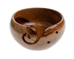 Bol à laine rond en bois pour le crochet et le tricot, support à laine fait main, portable, 15 cm, design tendance - Product Image 6