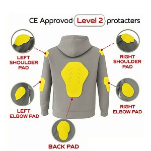 Hoodie unisexe marron imprimé respirant à séchage rapide, grande taille, personnalisable, avec patchs d'armure jaunes, manches longues, vêtements de moto - Product Image 3