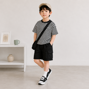 Shorts en sergé kaki pour garçons OEM ODM, 100% coton tissé, doux et respirant, shorts pour enfants - Product Image 1