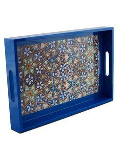 Plateau de rangement alimentaire rectangulaire en bois naturel avec impression émaillée, plateau imprimé avec autocollant émaillé, pour la maison, l'hôtel, le restaurant, look design - Product Image 6