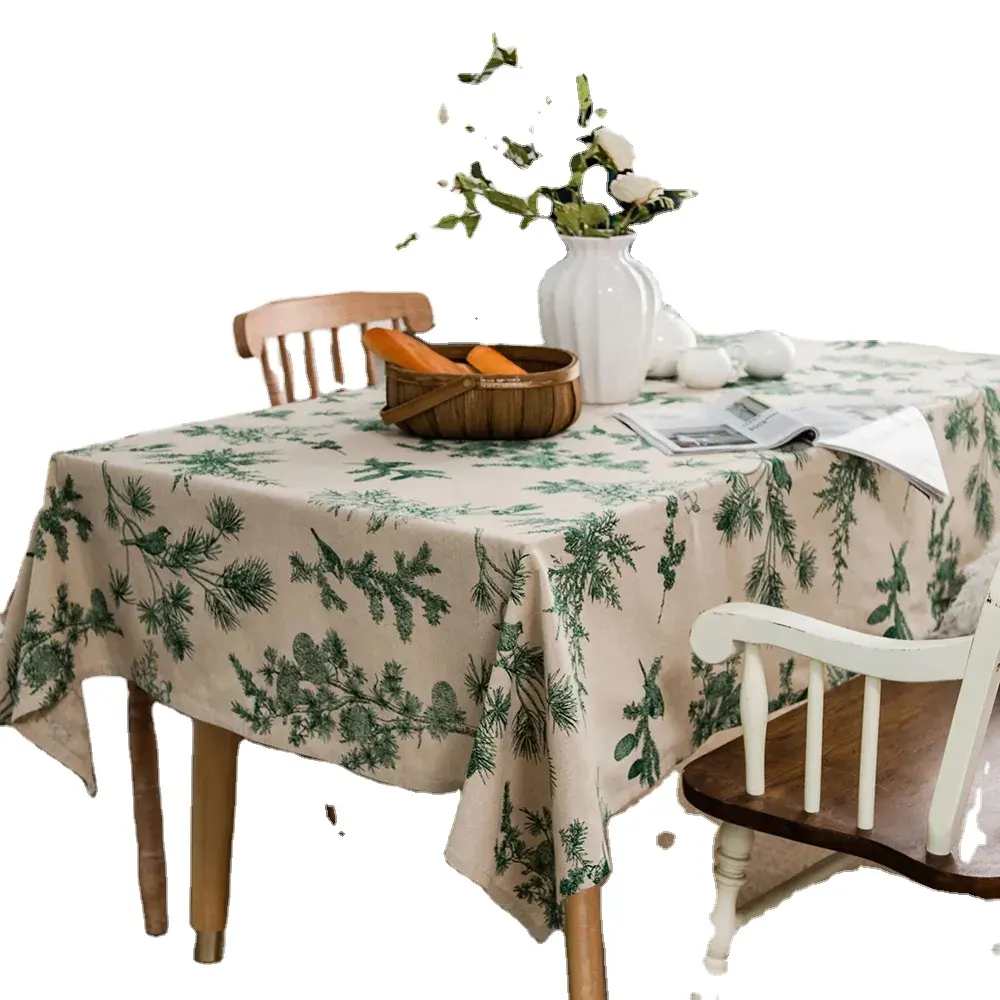 Высококачественная декоративная льняная скатерть с рисунком листьев, Пыленепроницаемая Толстая прямоугольная крышка для обеденного стола, скатерть для чайного стола