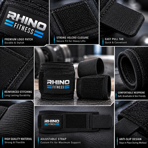 ผ้าพันข้อมือลายพราง Rhino Fitness แบบมีแถบตีนตุ๊กแก สำหรับยกน้ำหนักและฝึกซ้อมในยิม - Product Image 6