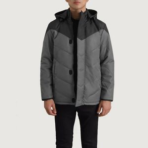 Blouson d'hiver matelassé coupe-vent pour homme de haute qualité, à capuche, col montant, respirant, avec logo personnalisable sur le devant, 100 % personnalisable - Product Image 5