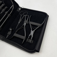 Pince à retirer les micro-liens la plus vendue, en acier inoxydable noir mat, kit d'outils pour extensions de cheveux avec logo personnalisé, poids 300g