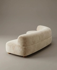 Sofá Esquinero Moderno en Forma de L, Tapizado en Cuero PU Bouclé, Dos Plazas, Diseño Curvo, Patas de Madera, Respaldo Firme, Cojines Rellenos de Espuma, para Sala de Estar Moderna - Product Image 3