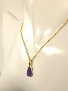 Natural Boulder <b>Opal</b> Pendant 925 Sterling Silver 14K Gold Plated Blue <b>Opal</b> Handmade Gemstone Jewelry Women - Product Image 3