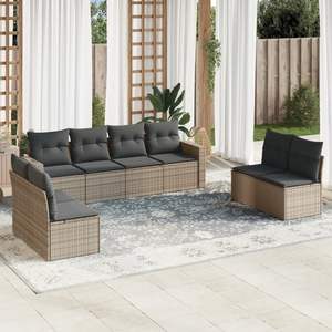 Grand ensemble de canapés de jardin en rotin PE gris foncé avec pieds réglables, mobilier d'extérieur gris au design élégant - Product Image 1