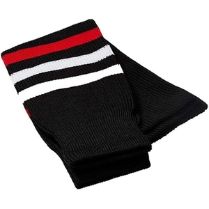 Calentadores de piernas de punto a rayas, calcetines tubulares negros con bandas rojas y blancas, calcetines deportivos de hockey con servicio OEM - Product Image 2