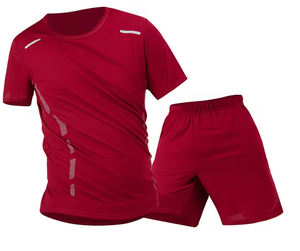 Ensemble de sport 2 pièces pour homme, streetwear d'été, imprimé uni, séchage rapide, respirant, t-shirt à manches courtes, short noir avec poches - Product Image 2