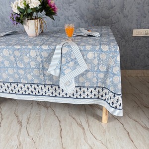 Mantel Estampado a Mano Marrón y Blanco, Mantel Vintage, Decoración Rústica, Mantel para Bodas, Mantel de Algodón con Tamaño Personalizado - Product Image 1