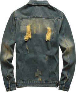 Chaqueta Vaquera para Hombre, Estilo Casual, Cuello Camisero, Manga Regular, Deshilachada, de Algodón Lavado, Estilo Otoñal - Product Image 3