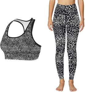 Sublimation 3 Piece <b>Yoga</b> Set with Bra Leggings <b>Jackets</b> Compression Sublimation Legging Racer Back 100% Polyester Printed 3 Piece - Product Image 4