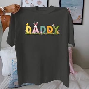 เสื้อยืดผู้หญิงผ้าฝ้ายแท้ลายตัวอักษรสำหรับวันอีสเตอร์ใส่สบาย - Product Image 3