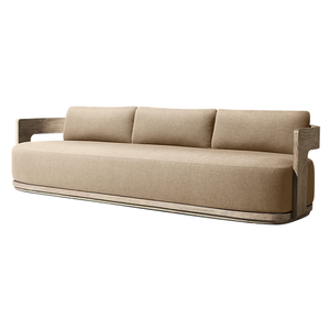 Scandinavian Style Outdoor <b>Sofa</b> Solid Teak <b>Wood</b> <b>Frame</b> Contemporary Lounge Seating Waterproof Cushion for Patio Hotel Villa - Product Image 2