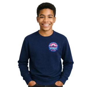 Sudadera Bordada Azul Oscuro para Niños, Sudadera Casual de Manga Larga, Ropa Urbana para el Día a Día, Prenda Cómoda para un Estilo de Vida Activo - Product Image 1