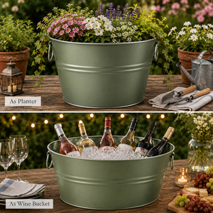 Green Tinted 5 Gallon <b>Galvanized</b> Iron Round <b>Tub</b> - Product Image 6