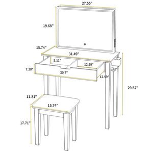 Set Toeletta Illuminata con 1 Cassetto Portaoggetti, Tavolo da Trucco e Specchio per Camera da Letto, Tavolo da Toeletta per Cosmetici - Product Image 5