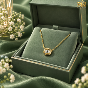 <b>Old</b> Mine Cushion Cut Lab Grown Diamond Bezel Solitaire Pendant <b>Necklace</b> Antique Style Chain | Solid Gold 9K 14K 18K <b>Fine</b> <b>Jewelry</b> - Product Image 4