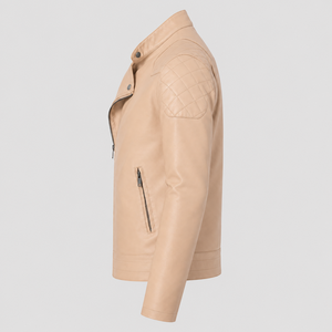 Chaqueta de Motocicleta de Cuero para Hombre de Alta Calidad, con Detalles en Lona, Impermeable, Resistente al Viento, Acolchada, con Bolsillos con Cremallera en los Hombros, Corte Regular - Product Image 2