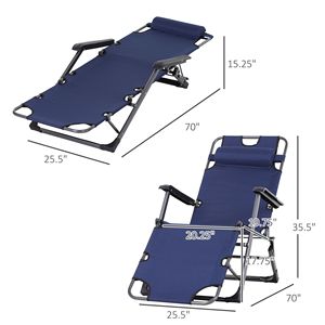 Sdraio Pieghevole in Metallo Regolabile a 120/180 Gradi con Cuscino per la Testa e Comodo Poggiapiedi Curvo - Product Image 3