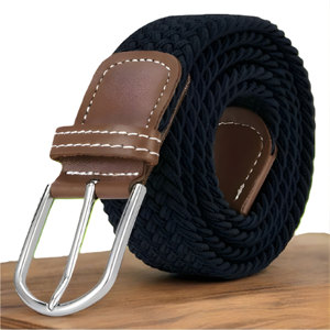 Cinturón liso para hombre, color negro, cómodo, ajustable, informal, suave, con correa elástica, elegante, moderno, para uso diario, calidad premium, duradero - Product Image 1