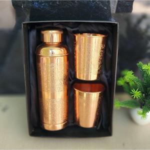 Hammered Texture Pure Copper Water <b>Bottle</b> With Glass Gift Sets Customizable Packaging Wholesaler Price - Product Image 6