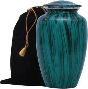 Urne funéraire en acier brossé avec bande décorative florale et design métallique contemporain - Product Image 5