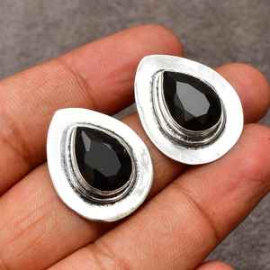 Ensemble de bijoux de luxe en argent sterling 925, boucles d'oreilles et collier en onyx noir naturel taille goutte d'eau, pour femmes, bijoux de mariage - Product Image 5